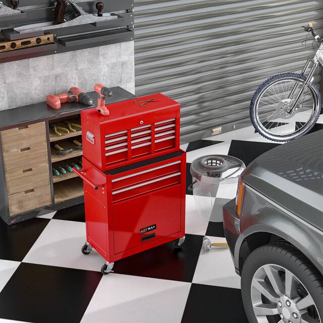 8 Drawer Tool Storage Cabinet - Red