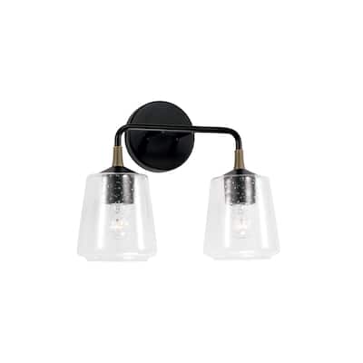 Amara 2-light Matte Black/ Brass Bath/ Vanity Fixture