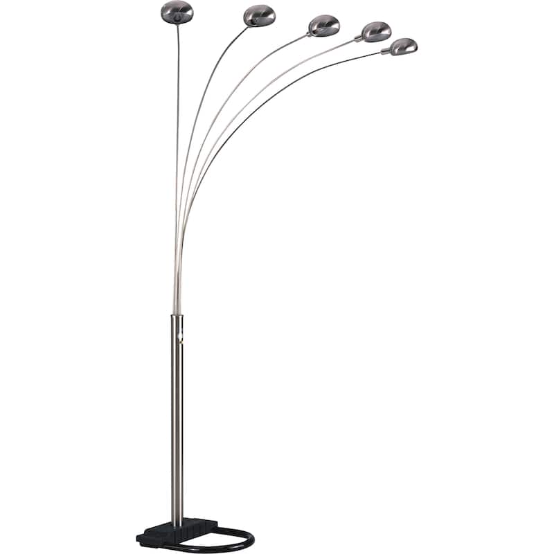 84"h 5-Head Cap Style Floor Lamp - Brushed Nickel