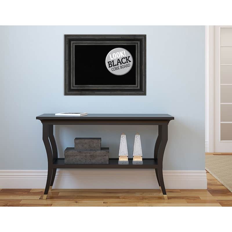 Framed Black Cork Board, Rustic Pine Black