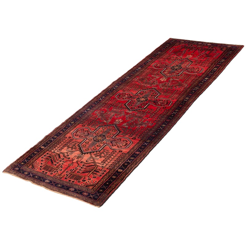 ECARPETGALLERY Hand-knotted Anadol Red Wool Rug - 3'5 x 9'9