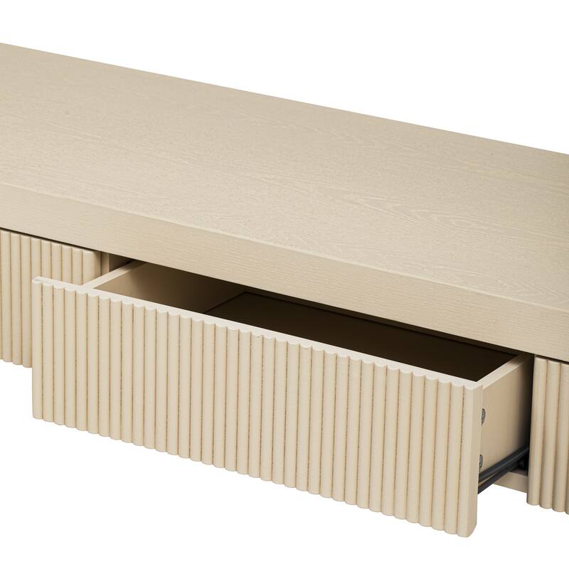 Rustic Console Table with 3 Fluted Drawers