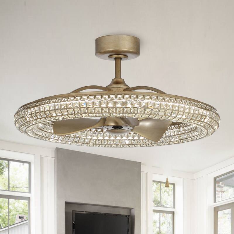 33-inch Modern Crystal Ceiling Fan with Lighting and Remote Control