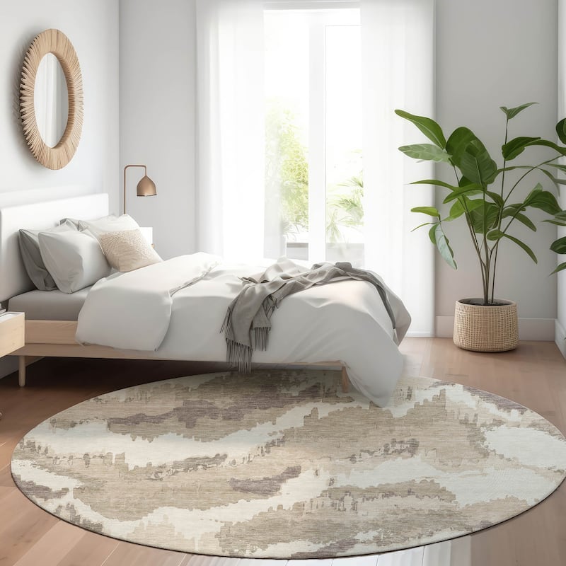 Machine Washable Indoor/ Outdoor Chantille Ombre Abstract Rug