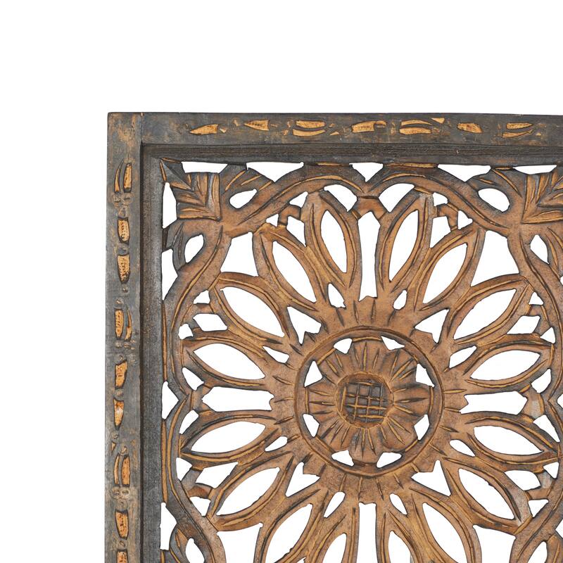 Brown MDF Traditional Wall Decor Ornamental (Set of 2)