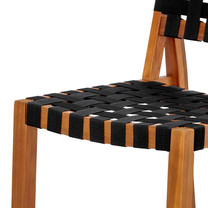 Christopher Knight Home - Solano Outdoor Acacia Wood Bar Height Dining Chairs with Woven Rope Seat & Back, Set of 2