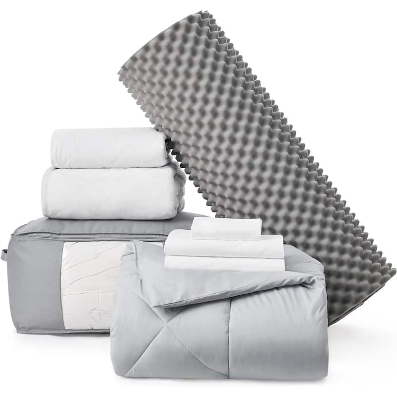 Twin XL College Bedding Package - Basic Dorm Necessities - Glacier Gray