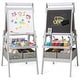 preview thumbnail 1 of 4, 3 in 1 Easel Double-Sided Standing Easel w/ Magnetic Whiteboard Grey+White+Black