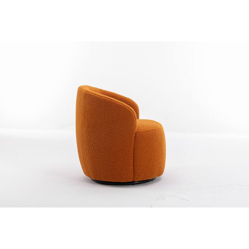 Wool Swivel Barrel Chair with 360° Rotation & Metal Base