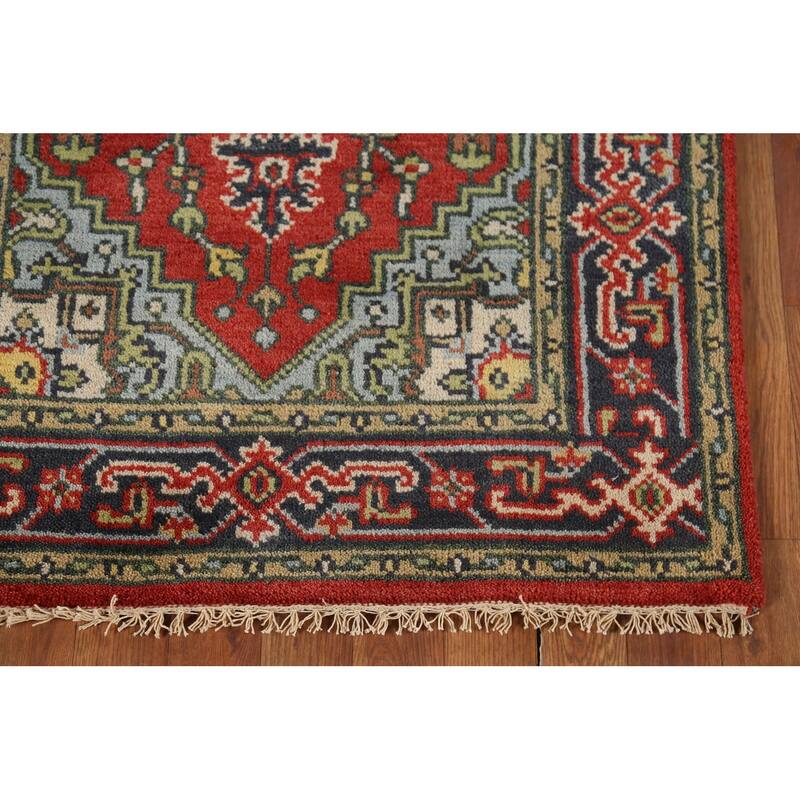Geometric Heriz Serapi Indian Accent Rug Hand-Knotted Wool Carpet - 3'0"x 4'11"