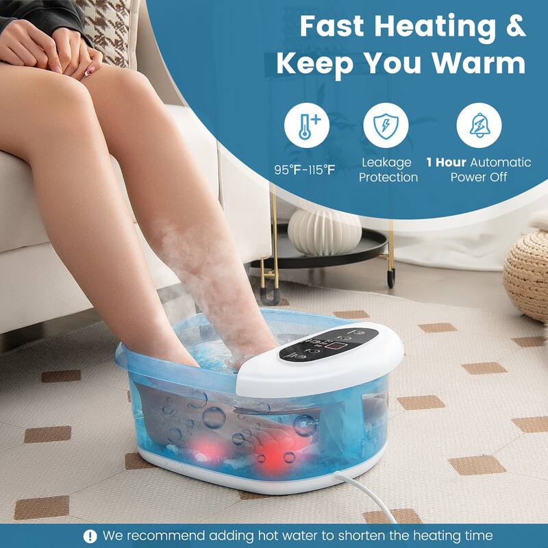 Gymax Foot Spa Massager Foot Bath Soak Tub with Heat Bubble Massage