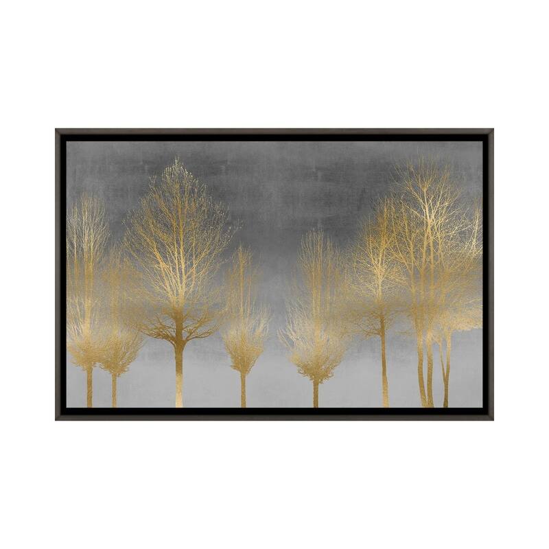 iCanvas "Gold Forest On Gray" by Kate Bennett Framed - Charcoal - 26x40