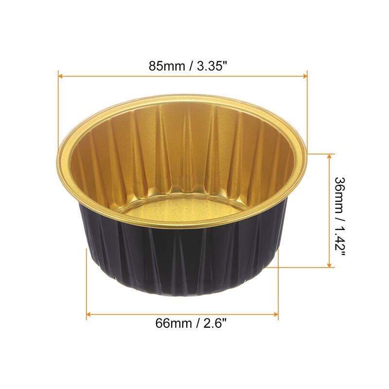 Cupcake Cups, 25pcs 66x36x85mm Aluminum Foil Standard Cupcake Liners - Black/Golden