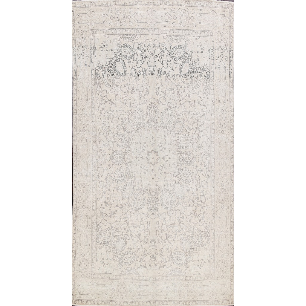 CLEARANCE Distressed Muted Tabriz Persian Wool Area Rug Handmade - 6'9" x 9'10"