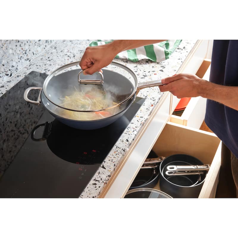 Joseph Joseph Space 12.5" Non-stick Ceramic Wok with Folding Handle and Lid