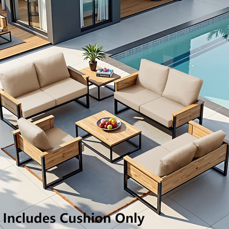 24" x 24" Outdoor Deep Seat Chair Cushion Set - Set of 7 - Beige