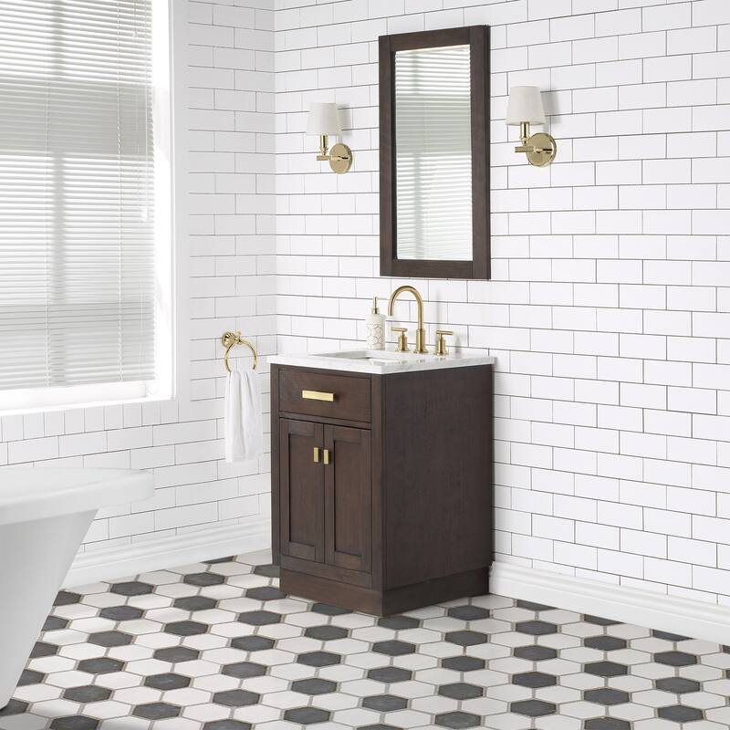 Chestnut 24" Single Bathroom Vanity Vanity with Mirror(s) and Faucet(s)