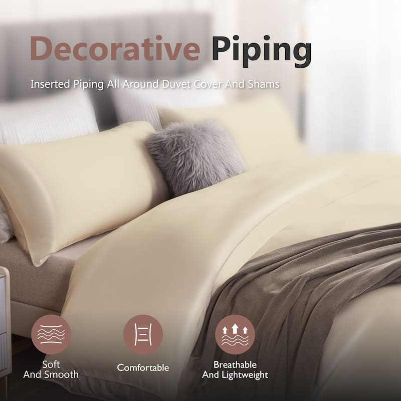 100% Tencel Cooling Duvet Cover Set, Silky Smooth & Breathable Lyocell