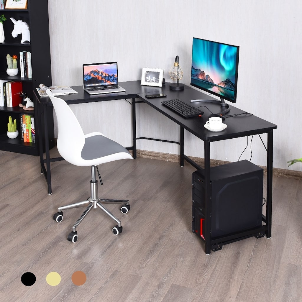 Costway L-Shaped Computer Desk Corner Workstation Study Gaming Table