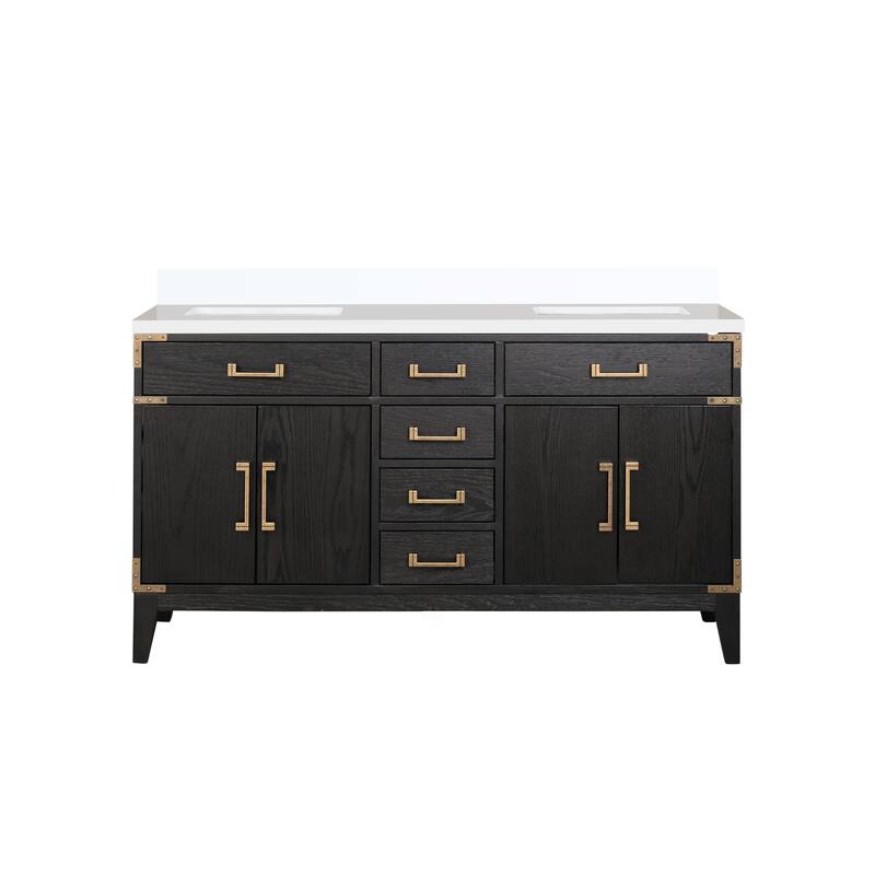 Laurel 60 in W x 22 in D Black Oak Double Bath Vanity and Cultured Marble Top