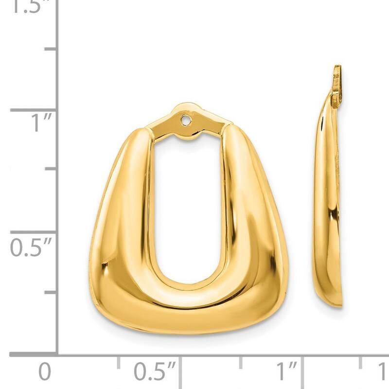 Curata 14k Yellow Gold Polished 25x20mm Hoop Dangle Earrings - with Jackets