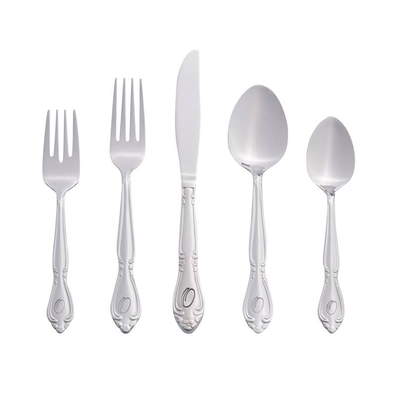 RiverRidge Rose Flatware 46-Piece Monogrammed and Non-Monogrammed Stainless Steel Silverware Set for 8