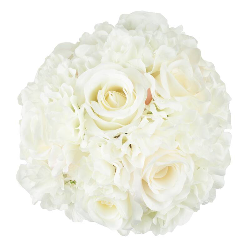 Pure Garden Floral Arrangement in Vase, Cream - 10 x 10 x 11.5