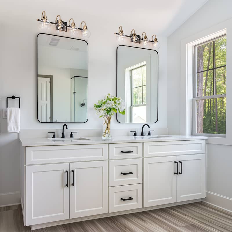 Modern Black Gold 2/3/4 Lights Bathroom Vanity Lights Globe Wall Sconce Lighting