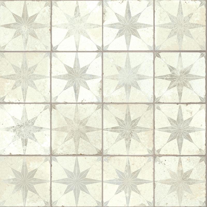 Merola Tile Harmonia Kings Star White 13" x 13" Ceramic Floor and Wall Tile