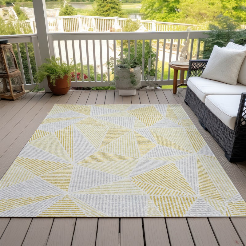 Machine Washable Indoor/ Outdoor Chantille Geometric Mosaic Rug