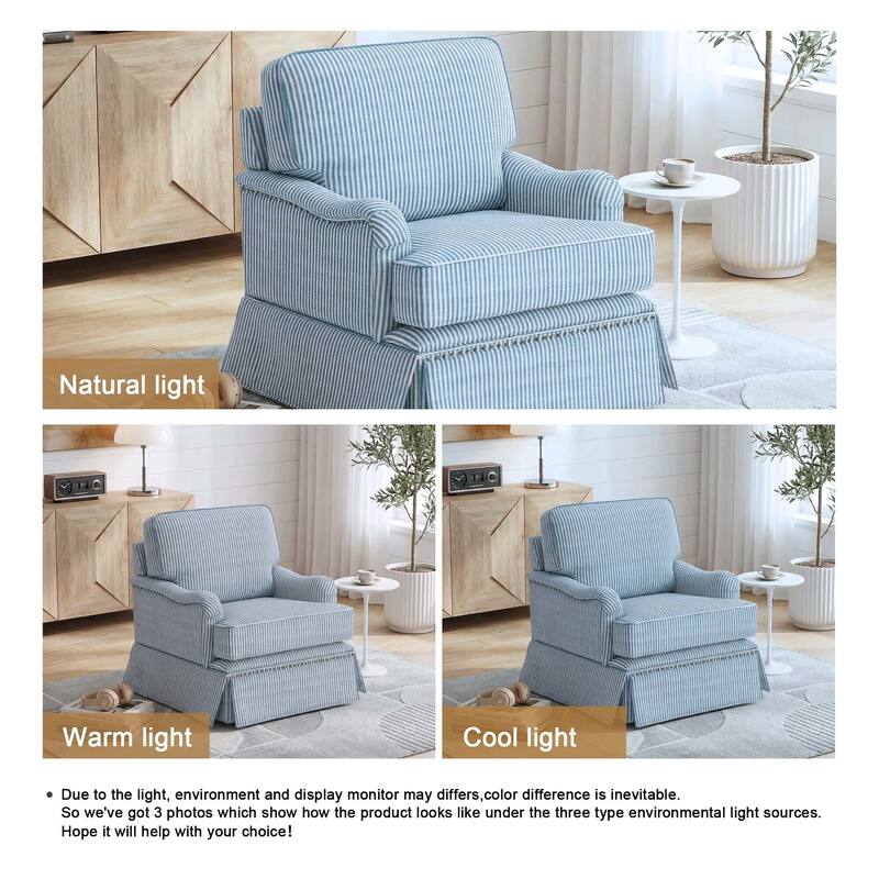 Modern Chenille Swivel Armchair and Storage Ottoman