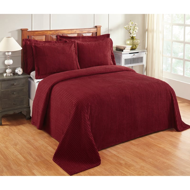 Better Trends Jullian Solid Stripes Design Bedspread 100% Cotton Tufted Chenille