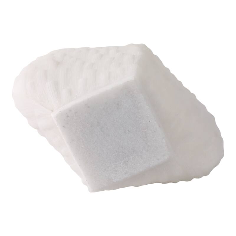 Resin Geometric Vase Textured Square Base For Home Decor - 15" White