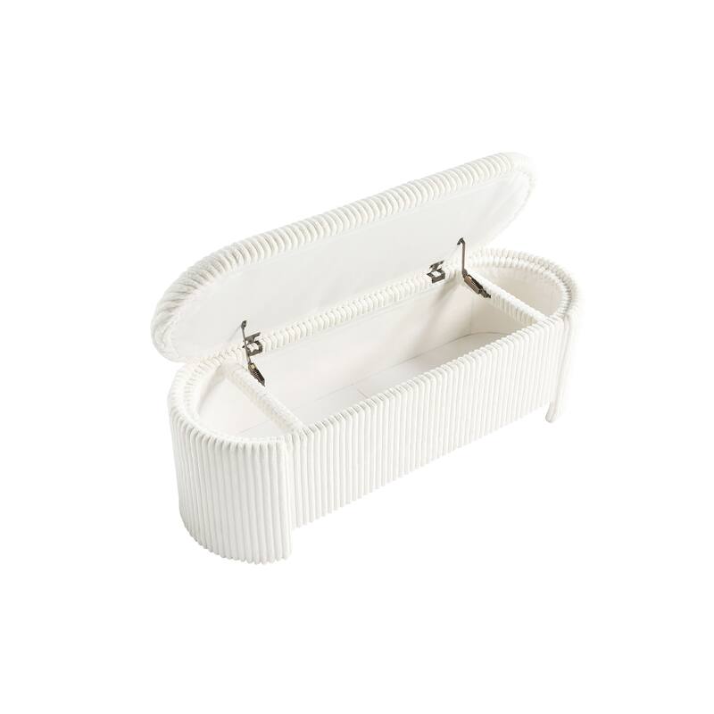 Furniture of America Jorvien Modern 50-inch Oval Corduroy Storage Bench