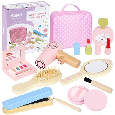 Makeup Kit Toy, Toddler Pretend Beauty Salon Set, 12PCS Makeup Playset - White