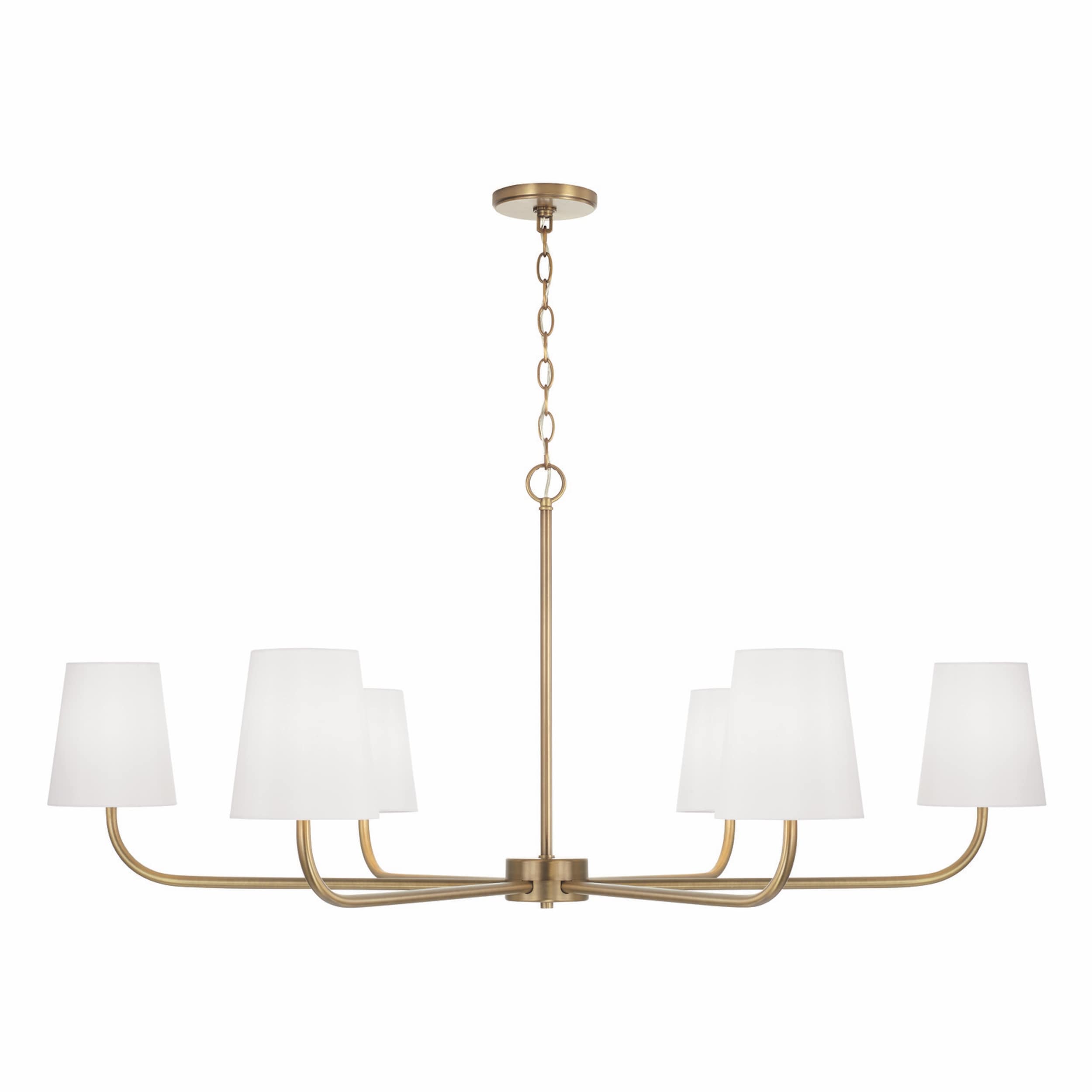 Brody 6-light Hanging Chandelier w/ White Fabric Stay-Straight Shade