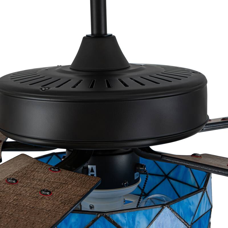 Ember River of Goods 5-blade 52-inch Tiffany-style Indoor Stained Glass Ceiling Fan with Drum Shade and Remote Control