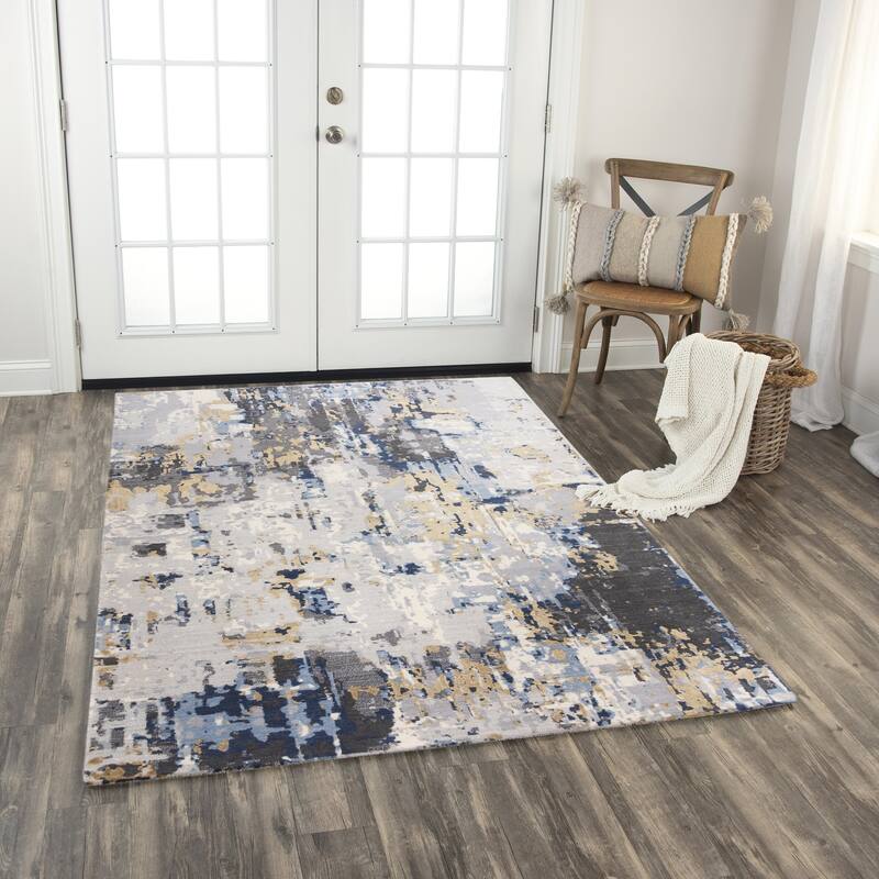Alora Decor Belice Transitional Blue/Multi Wool/Tencel Blend Area Rug