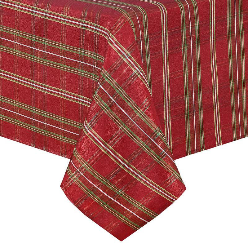 Elrene Shimmering Plaid Holiday Christmas Tablecloth