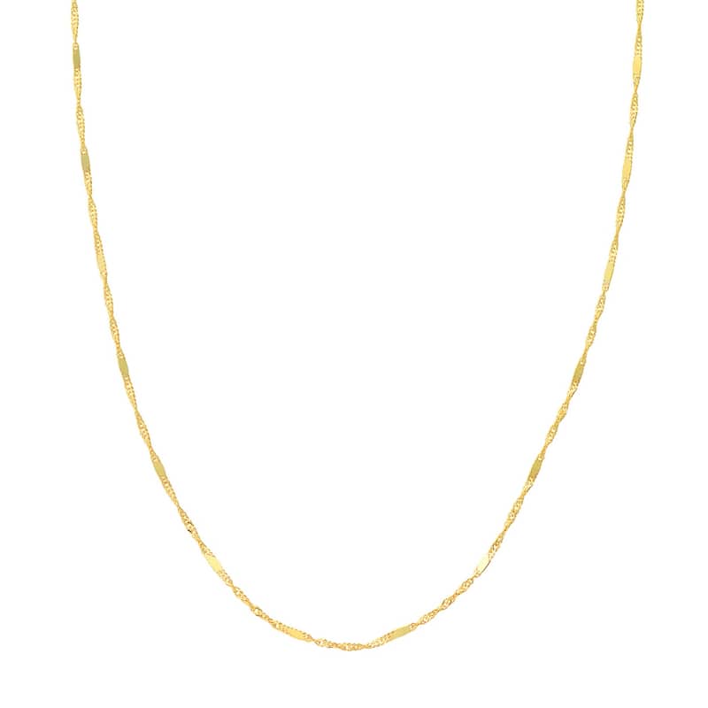 Curata 14k Yellow Gold 1.75mm Flat Station Singapore Chain Necklace (Lobster)