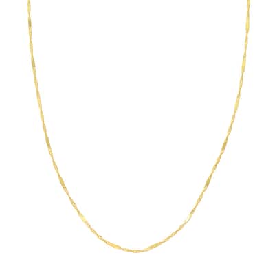 Curata 14k Yellow Gold 1.75mm Flat Station Singapore Chain Necklace (Lobster)