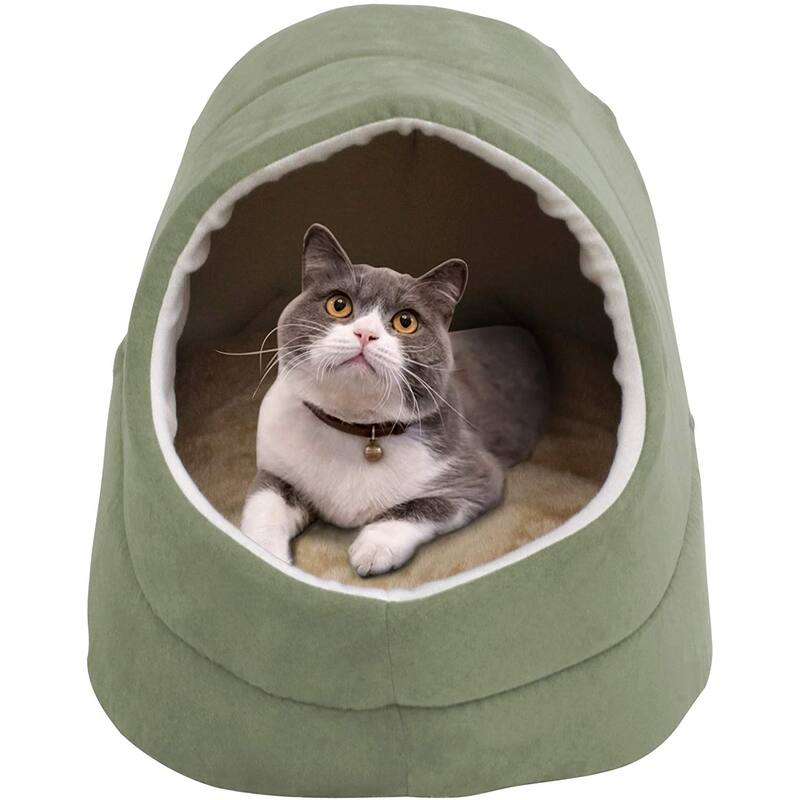 GOOPAWS Cave Covered Cat & Small Dog Bed
