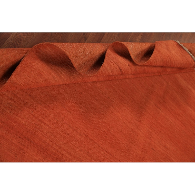 Modern Orange Gabbeh Oriental Area Rug Handmade Wool Carpet - 8'4" x 11'4"