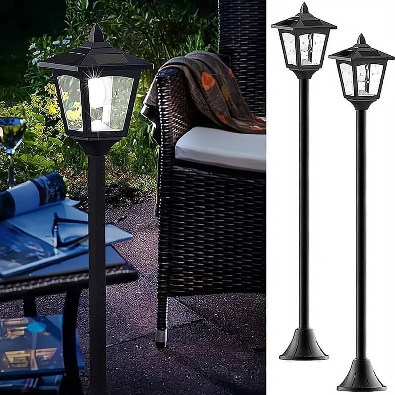 2 Pack Solar LED Lamp Post Lights IP65 Waterproof for Yard Pathway - 40'' - 2 Lights