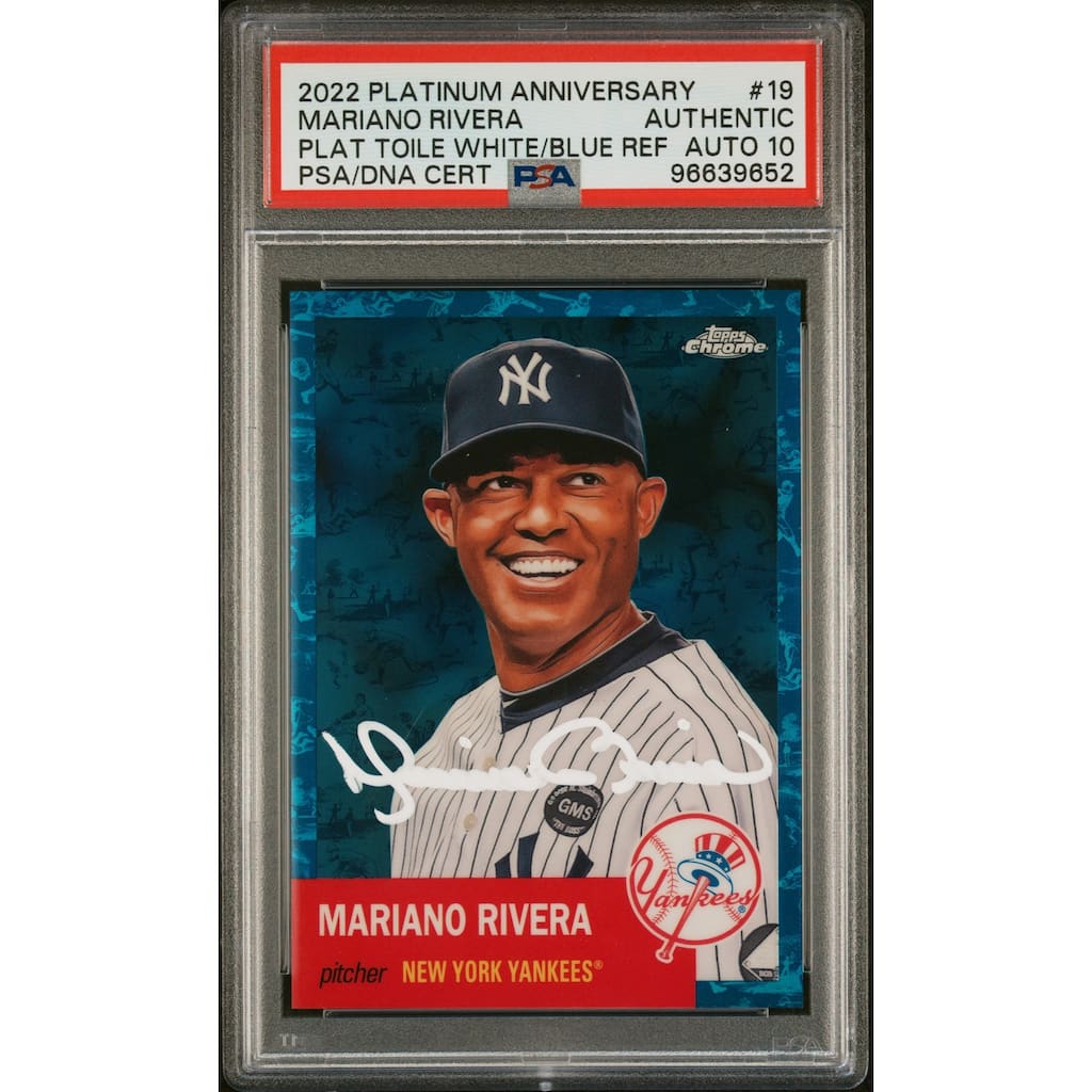 Mariano Rivera 2022 Topps Chrome Blue Refractor Card #19 Auto PSA 10 187/199 - 8'6" x 11'6"