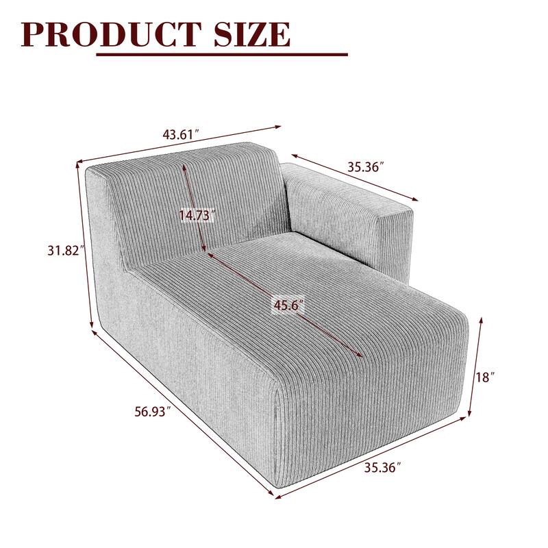 Modern No Assembly Required Sectional Chaise Lounge Side Sofa