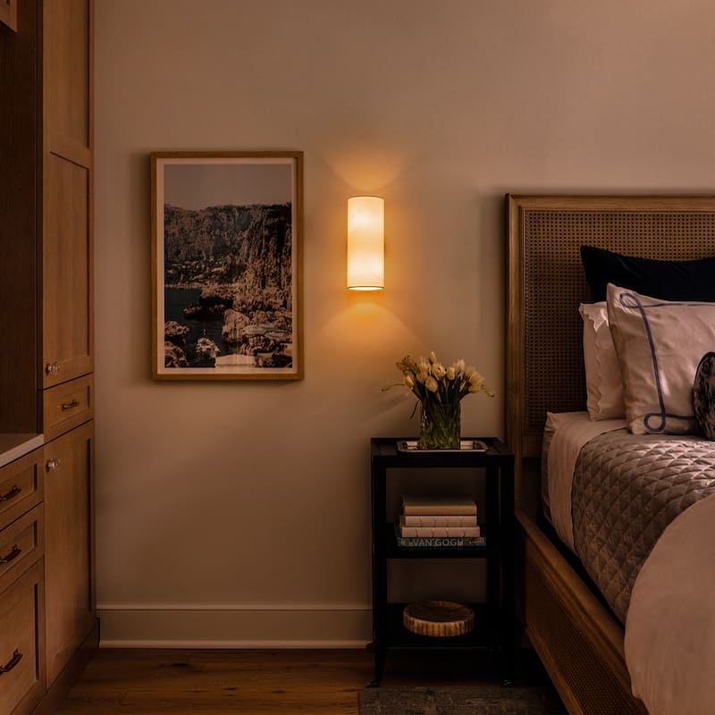 Modern 2-Light Wall Sconce with Fabric Shade - Black - H11.8" × W4.4" × D6.1"