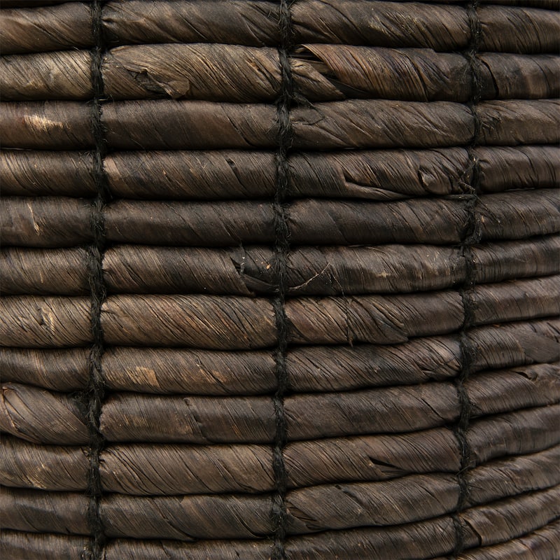 3 Dark Brown Natural Woven Table Floor Cylindrical Seagrass Baskets