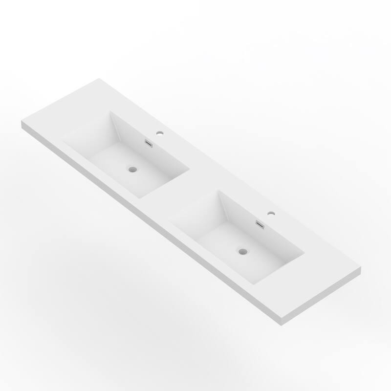 72" in. W x 26" in. D Integrated Resin Bathroom Rectangular Dual Sink Vanity Top One-Piece Design