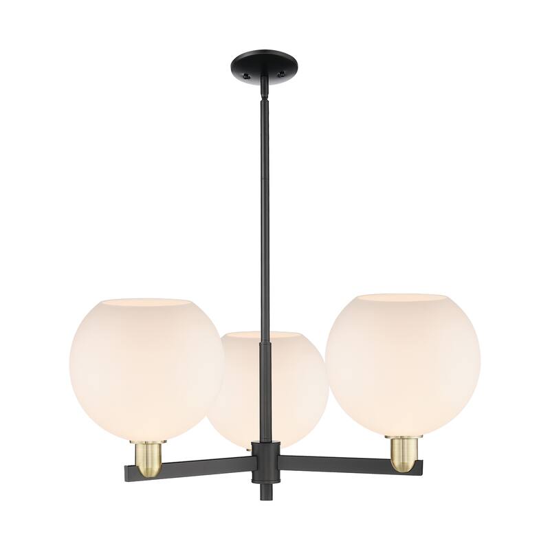 Innovations Lighting Endless Possibilities Arcadia - Athens - 3 Light 32" Stem Hung Chandelier - Matte White/Black Antique Brass